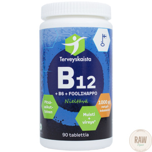 Terveyskaista Pitkävaikutteinen B12+B6+Foolihappo 90tabl.