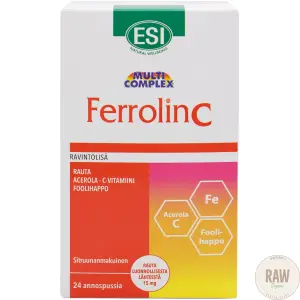 ESI FerrolinC Sitruunanmakuinen Rautapidolaatti + Acerola 24 annospussia 480ml