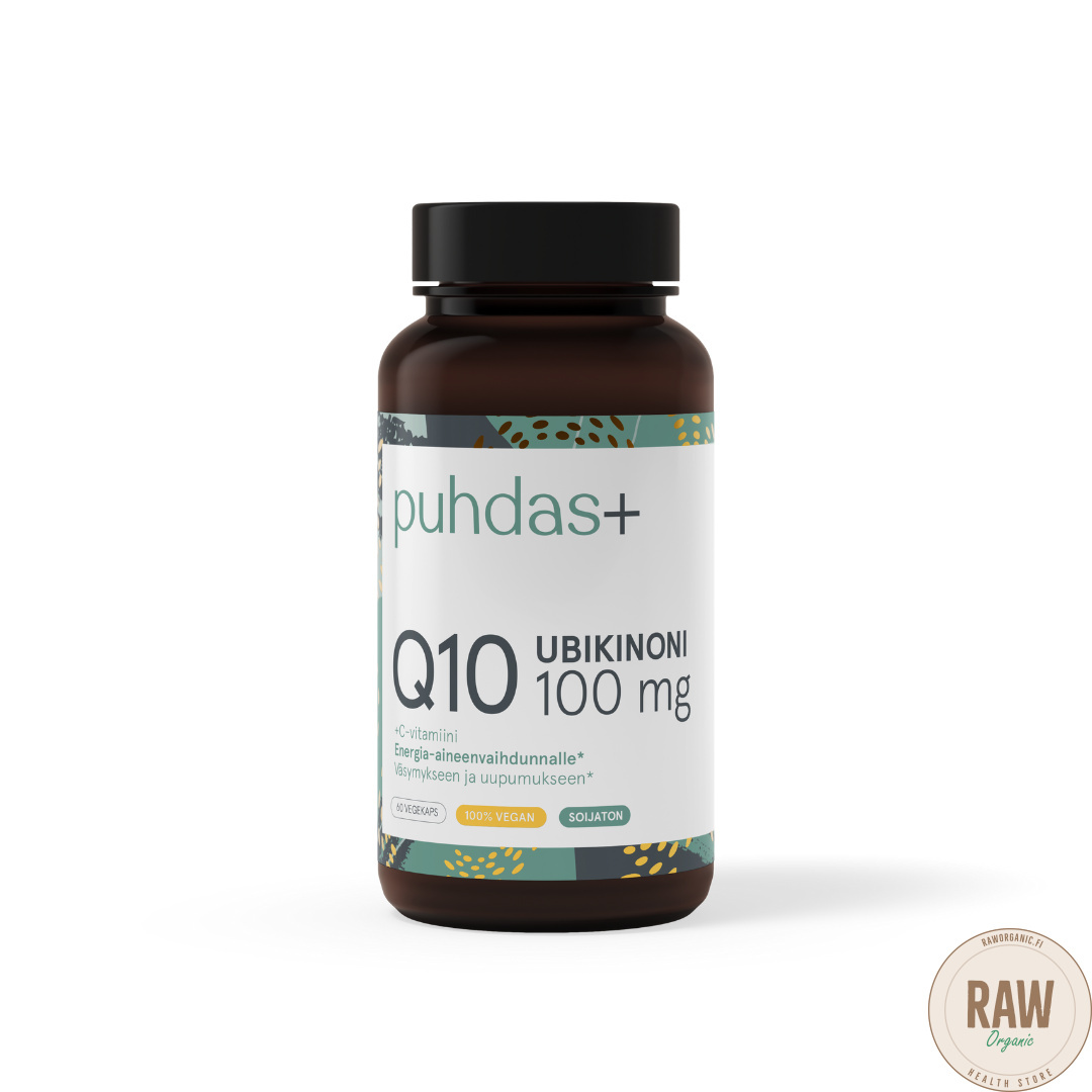 Puhdas+ Q10 Ubikinoni 100mg + C ,60kaps