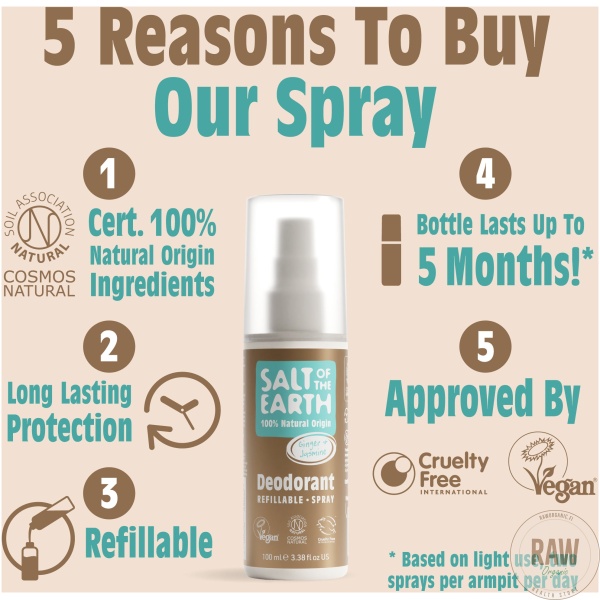 Salt of the Earth Ginger Jasmine spray deodorant 100 ml – kuva 2