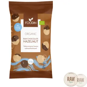 Foodin Raw Chocolate Hazelnuts, unsweetened, organic, 50g