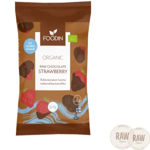 Foodin Raw Chocolate Strawberry, unsweetened, organic, 50g