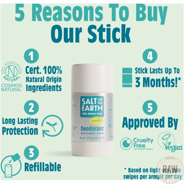 Salt of the Earth Unscented Deodorant Stick 84 g – kuva 2