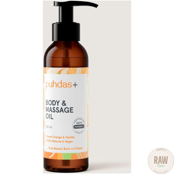 Puhdas+ Body & Massage Oil Orange & Vanilla, 150 ml – kuva 2