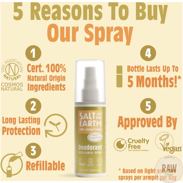 Salt of the Earth Neroli & Orange Blossom Refillable Spray Deodorant 100ml – kuva 2