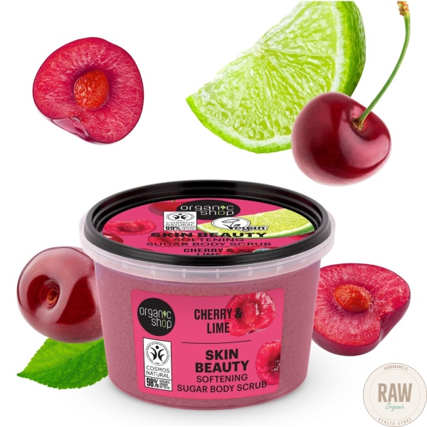Organic Shop Skin Beauty Softening Sugar Body Scrub Cherry & Lime  250 ml – kuva 2