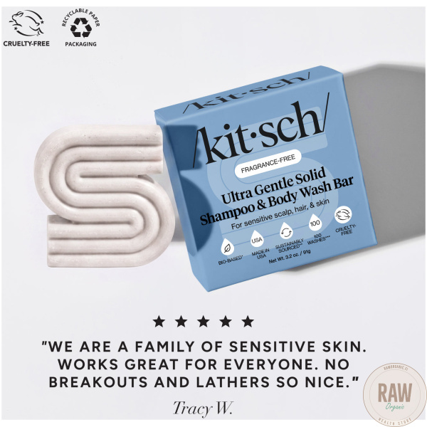 KITSCH Ultra Sensitive Shampoo & Body Wash Bar Fragrance-Free – kuva 5
