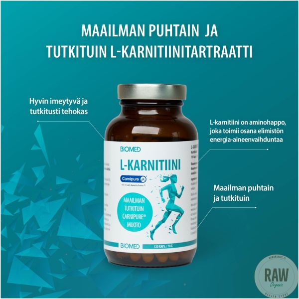 Biomed Carnipure L-karnitiini, 120 kaps – kuva 2