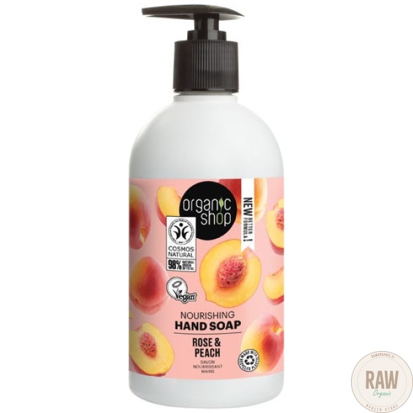 Organic shop Rose & Peach käsisaippua 500ml – kuva 2