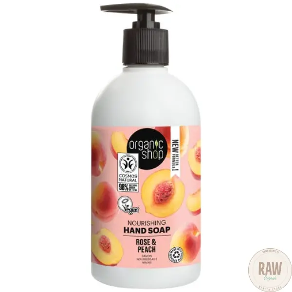Organic shop Rose & Peach käsisaippua 500ml – kuva 2