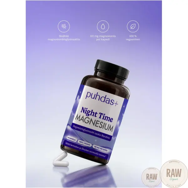 Puhdas+ Night Time Magnesium, 120kaps. – kuva 2