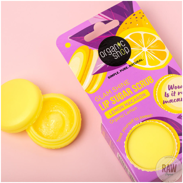 Organic Shop Glam Shine Lip Sugar Scrub Lemon Macaron, 10ml – kuva 2