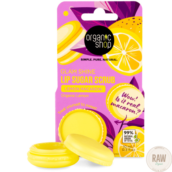 Organic Shop Glam Shine Lip Sugar Scrub Lemon Macaron, 10ml – kuva 3