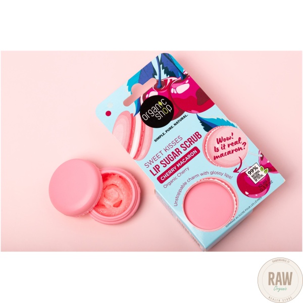 Organic Shop Sweet Kisses Lip Sugar Scrub – Cherry Macaron, 10ml – kuva 4
