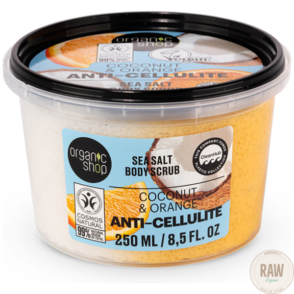 Organic shop COCONUT & ORANGE ANTI-CELLULITE SEA SALT BODY SCRUB 250ml – kuva 6
