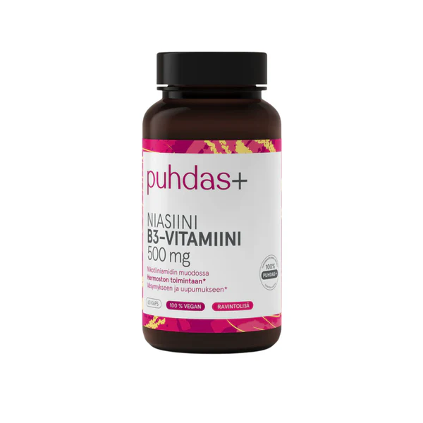 Puhdas+ Niasiini B3-Vitamiini 500mg, 60 kaps.