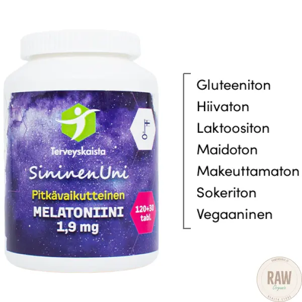 Terveyskaista SininenUni melatoniini 1,9 mg, pitkävaikutteinen, 150 tabl. – kuva 2