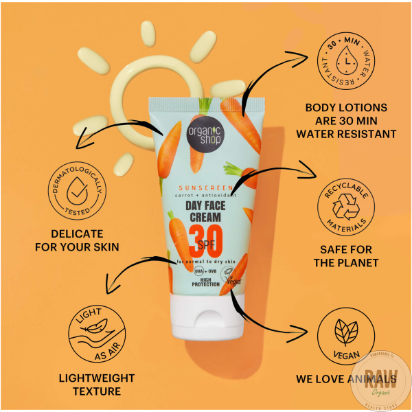 Organic Shop aurinkosuojavoide Day Face Cream 30 SPF Normaali /kuiva iho  50 ml – kuva 3
