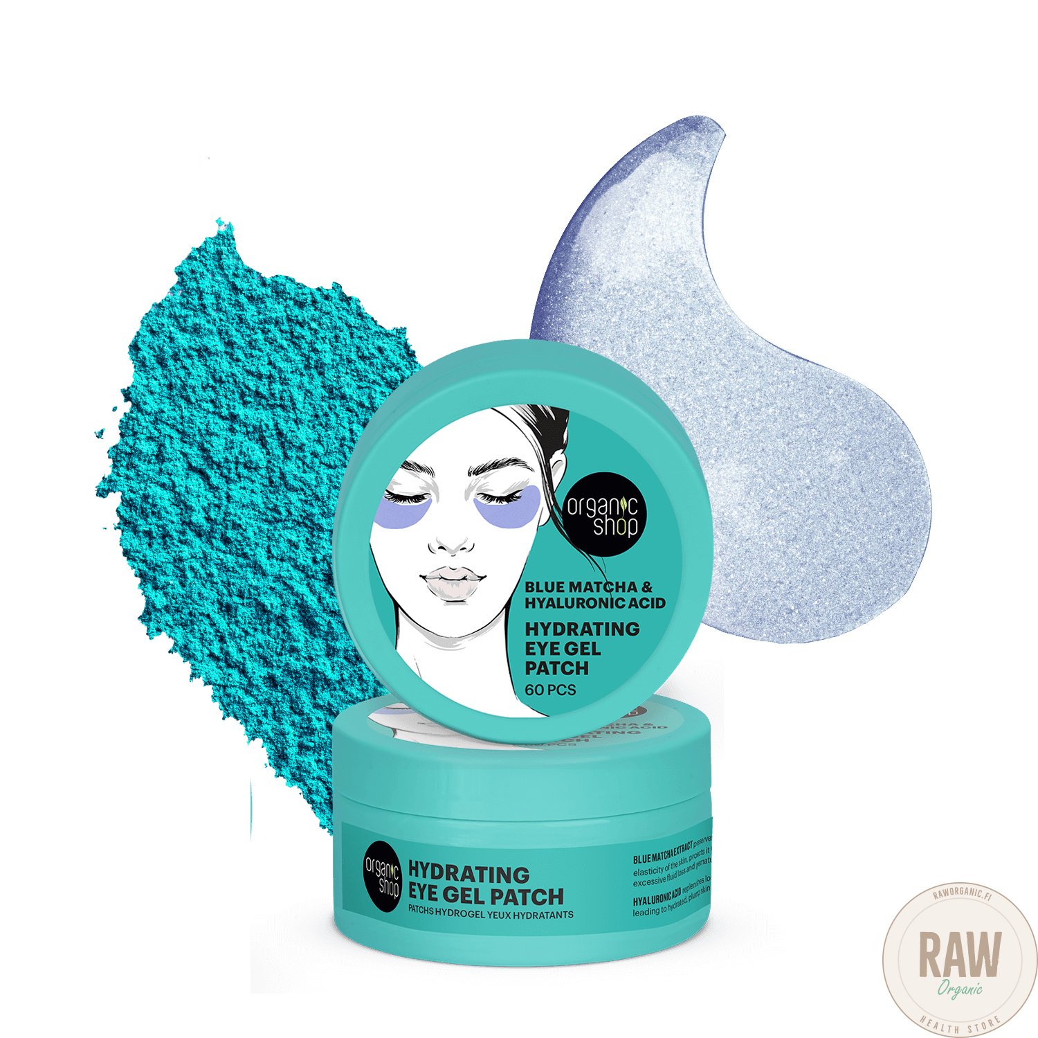 Organic Shop Hydrating Eye Gel Patch Blue Matcha & Hyaluronic Acid 60 kpl