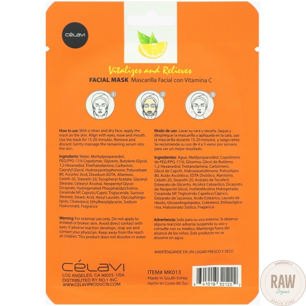 Celavi Vitamin C Facial Mask Sheet – kuva 5