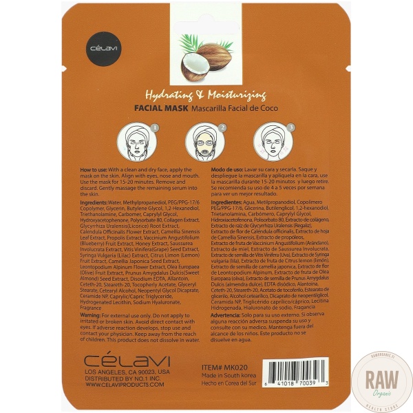 Celavi Coconut Facial Mask Sheet – kuva 4