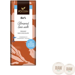 Foodin Rå Chokladkaka Mandel-Havssalt, osockrad, ekologisk, 40g