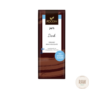 Foodin Raakasuklaalevy Dark 70%, sokeroimaton & luomu, 40g