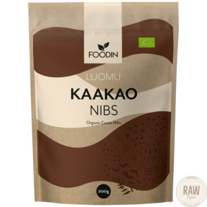 Foodin Kaakaonibs, Luomu, Raaka, 200g