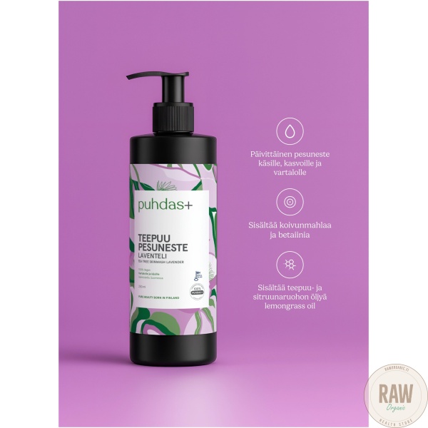 Puhdas+ Tea Tree Skinwash Laventeli 250ml – kuva 2