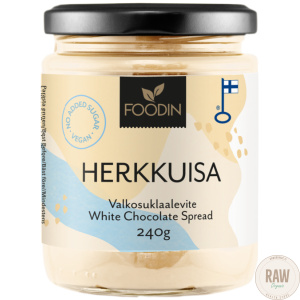 Foodin Luomu Herkkuisa Sokeroimaton Valkosuklaalevite 240 g