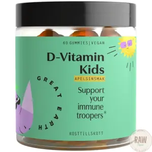 Great Earth D-vitamiini kids 10ug appelsiini 60kpl