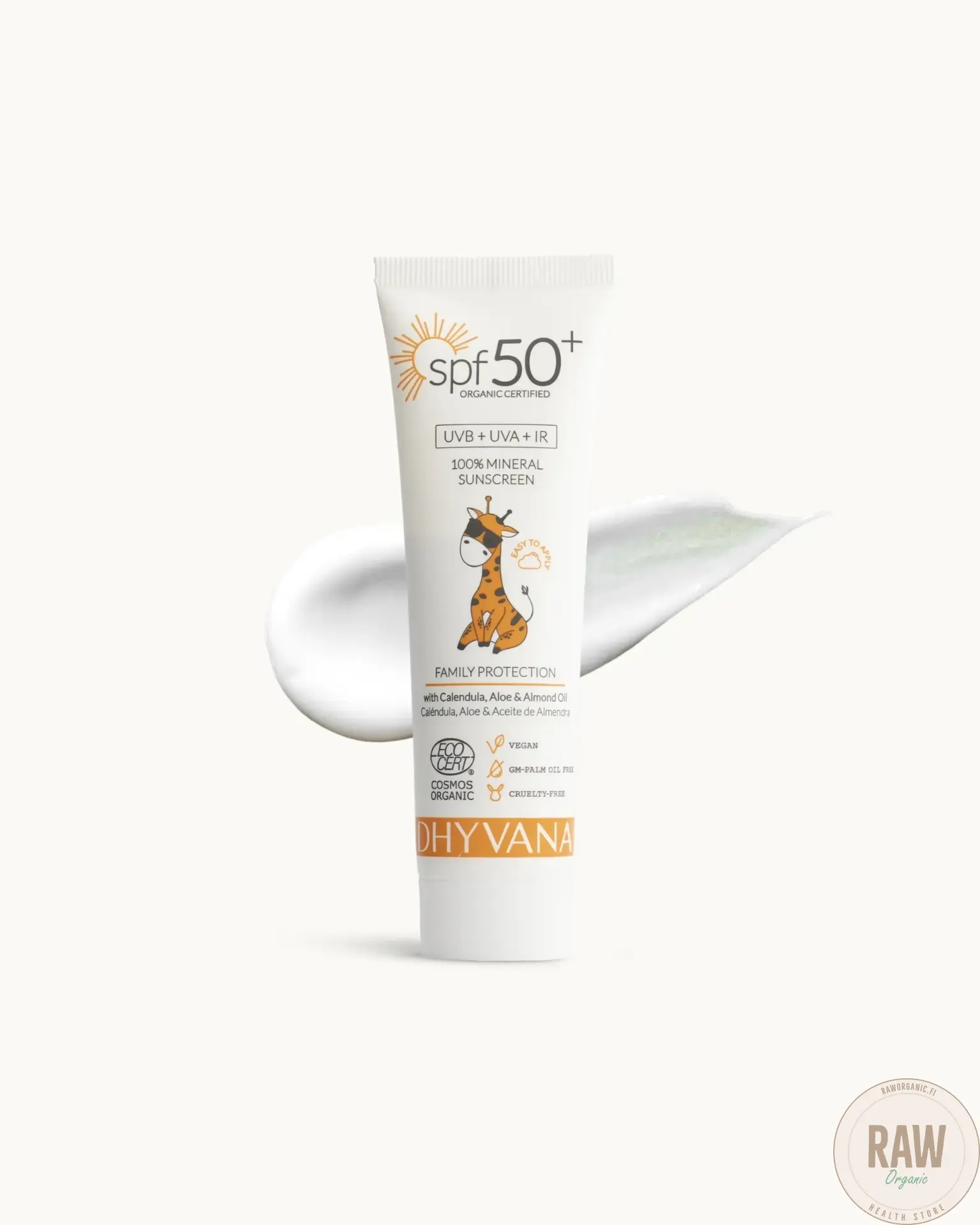 DHYVANA lasten aurinkovoide hajusteeton SK50+ 50ml