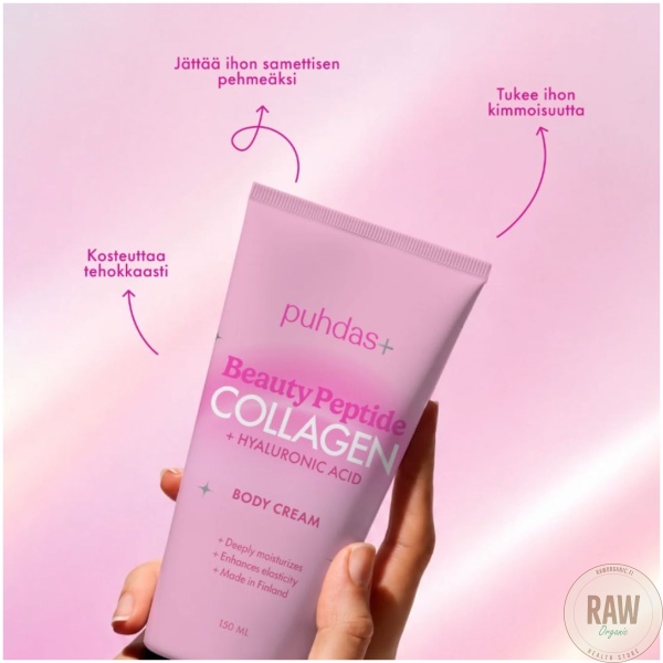 Puhdas+ Beauty Peptide Collagen + Hyaluronihappo body cream 150ml – kuva 8