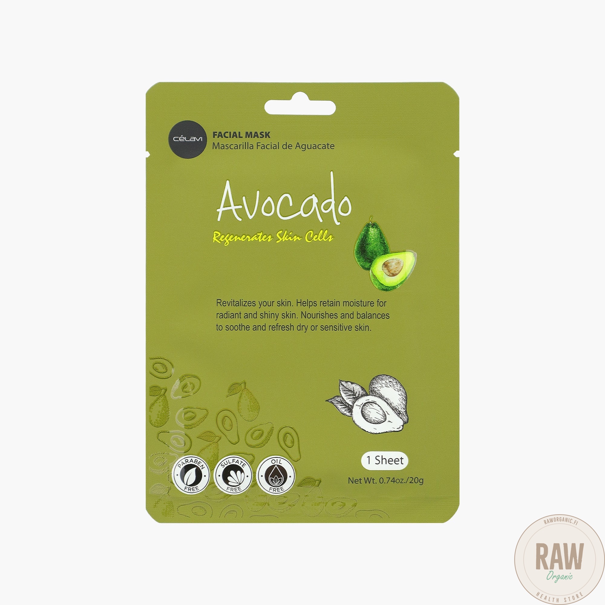 Celavi Avocado Facial Mask Sheet