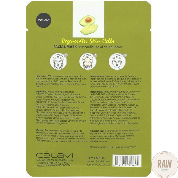 Celavi Avocado Facial Mask Sheet – kuva 2