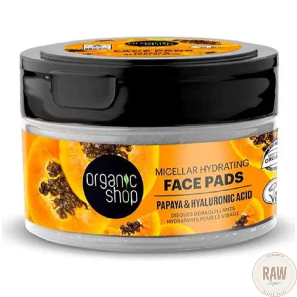 Organic Shop Micellar hydrating fae pads papaya & hyaluronic acid 20 kpl – kuva 2